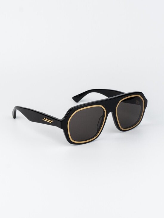 Bottega Veneta Women Sunglasses Black Grey Square BV1217S 001 NEW AUTHENTIC